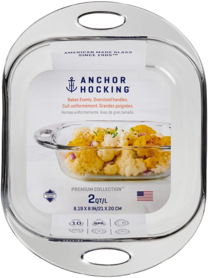Anchor Hocking Baked by FireKing Premium 2 QT 8 X 8 Square Cake Dish