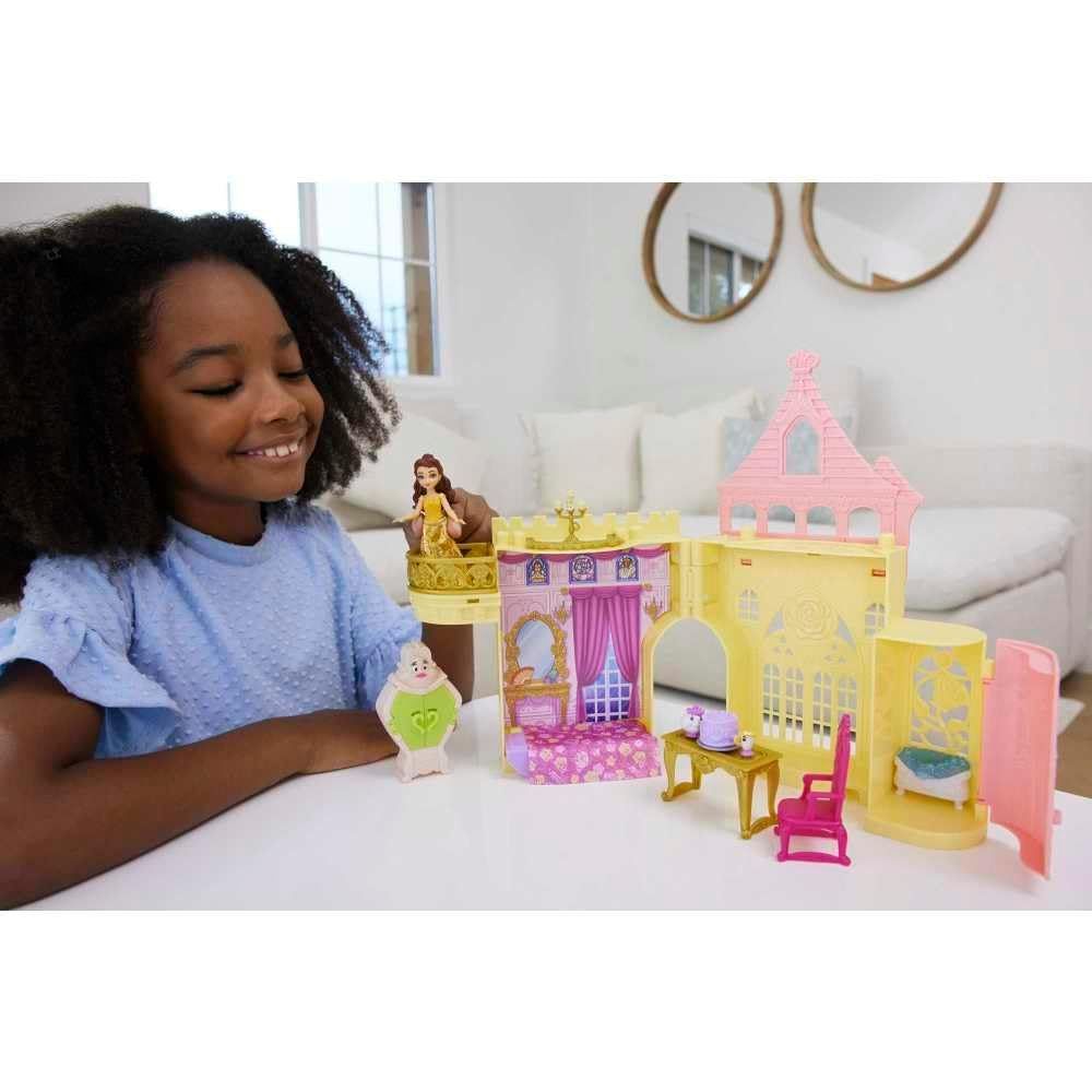 Mattel Disney Princess Toys, Storytime Stackers Belle's Castle, Stackable Doll House with Small Doll & 9 Pieces, Inspired by The Disney Movie