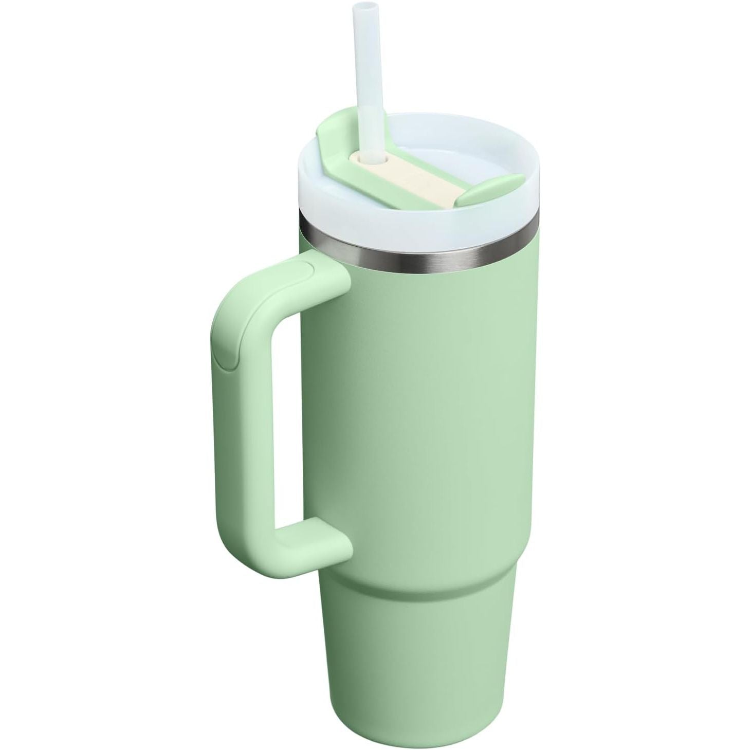 STANLEY Quencher H2.0 Tumbler with Handle and Straw 30 Fluid Ounces | Flowstate 3-Position Lid | Cup Holder Compatible for Travel | Insulated Stainless Steel Cup | BPA-Free | Pistachio