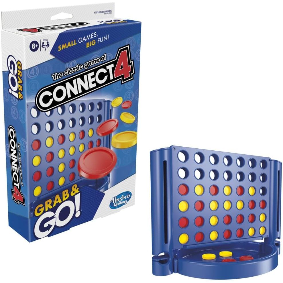 Connect 4 Portable Game for Ages 6 and Up, Grab and Go, 2 Players, Compact, Travel Size