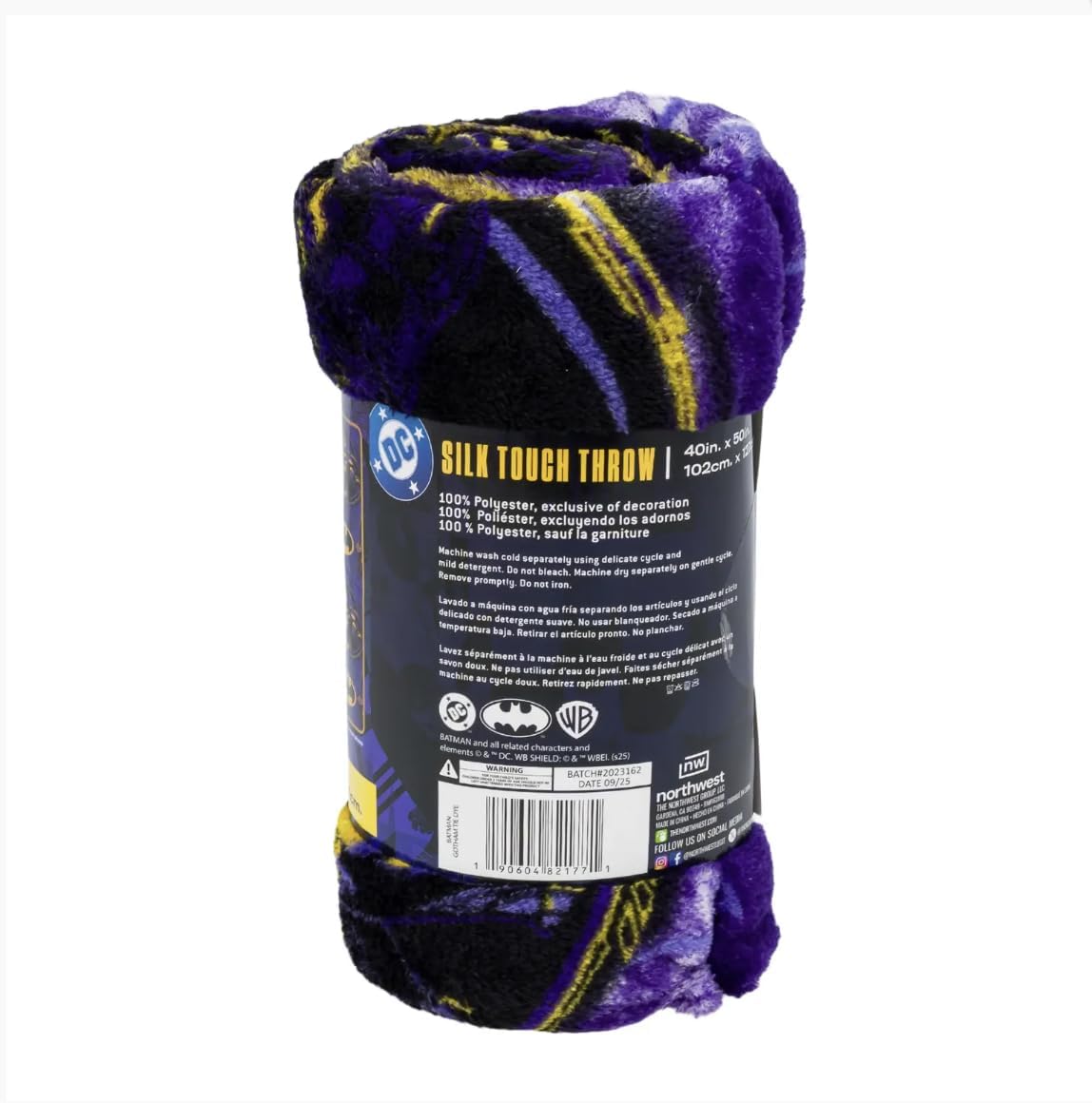 Northwest DC Batman Silk Touch Throw Blanket, Purple, 40 x 50 Inches, Polyester, Superhero Theme