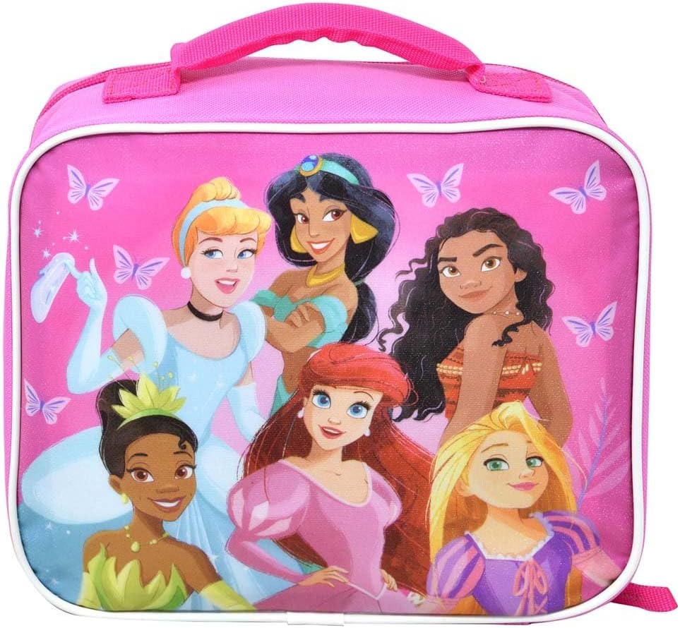 Disney Princess Rectangle Lunch Bag, Pink, Insulated Lunch Box with Handle