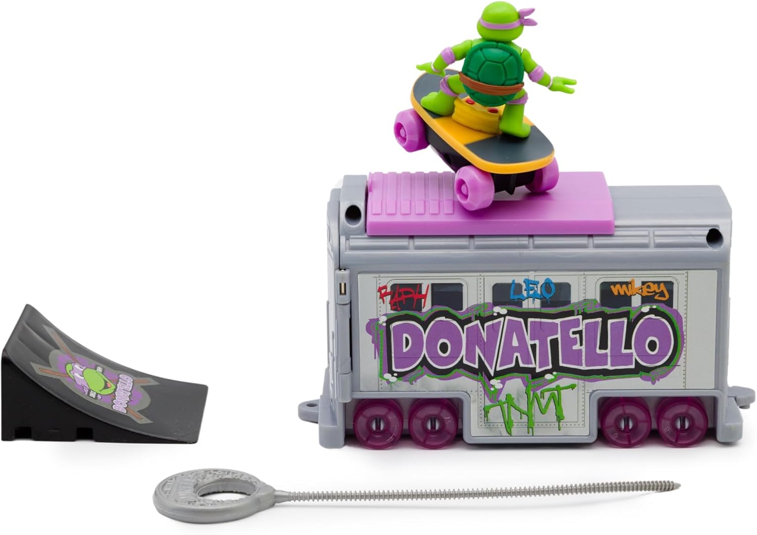 Teenage Mutant Ninja Turtles 5" Switch Kick Subway Launcher Donatello for Ages 3+ - Launch & Battle with Box Car - Collect All 4!