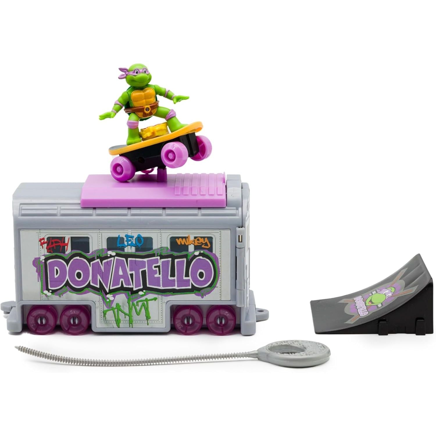 Teenage Mutant Ninja Turtles 5" Switch Kick Subway Launcher Donatello for Ages 3+ - Launch & Battle with Box Car - Collect All 4!