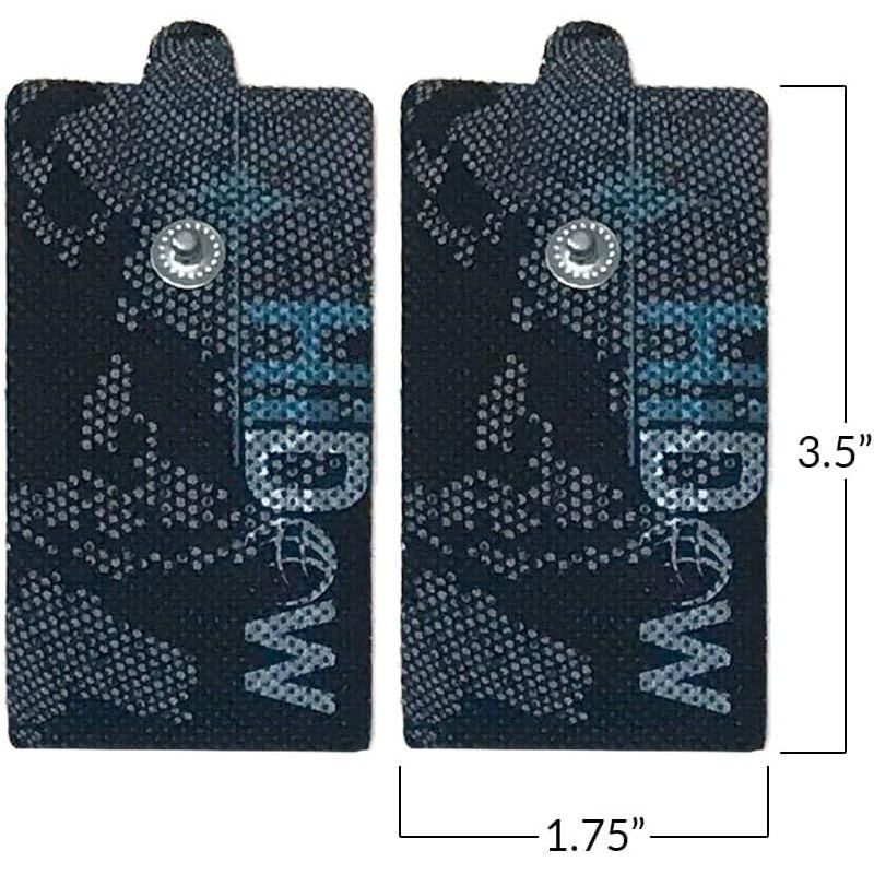 HiDow TENS EMS XL Replacement Pads (2" X 4") Muscle Stimulator Electrodes Gel Pads Reusable Premium Quality 3.5mm snap on