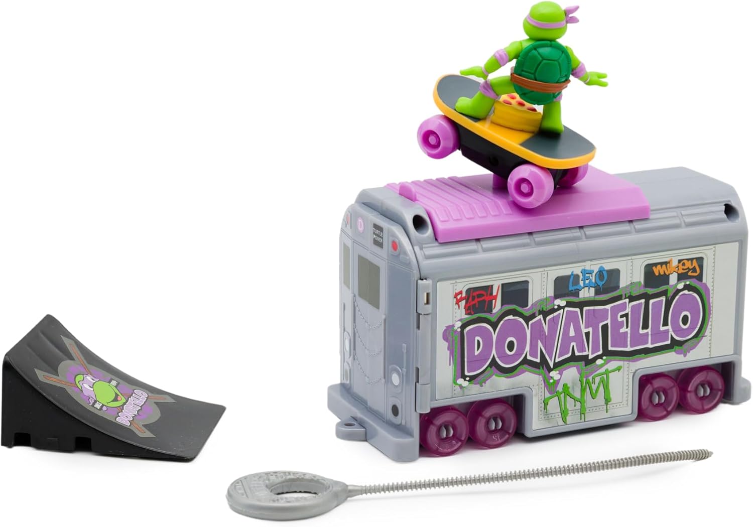 Teenage Mutant Ninja Turtles 5" Switch Kick Subway Launcher Donatello for Ages 3+ - Launch & Battle with Box Car - Collect All 4!