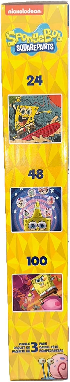 Spongebob Squarepants - 3 in 1 Jigsaw Puzzles for Kids. Great Birthday & Educational Gifts for Boys and Girls. Colorful Pieces Fit Together Perfectly. Great Preschool Aged Learning Gift.