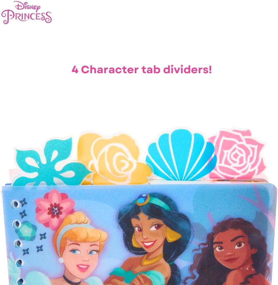 Innovative Designs Disney Princess Tab Journal Notebook for Kids, Spiral Bound, 96 Lined Pages, 8 x 7 inches