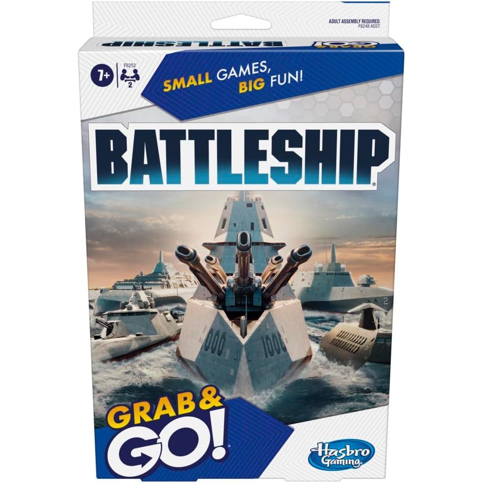 Battleship Grab and Go Game for Ages 7 and Up, Portable for 2 Players, Travel Play for Kids