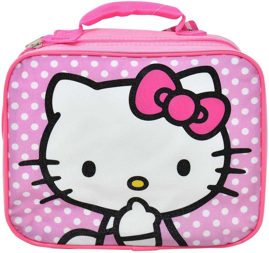 Fast Forward Kids Insulated Lunch Bag with Handle – Hello Kitty Rectangle Lunch Bag Design – Reusable Soft Cooler Lunch Box for Boys & Girls, School, Daycare & Travel