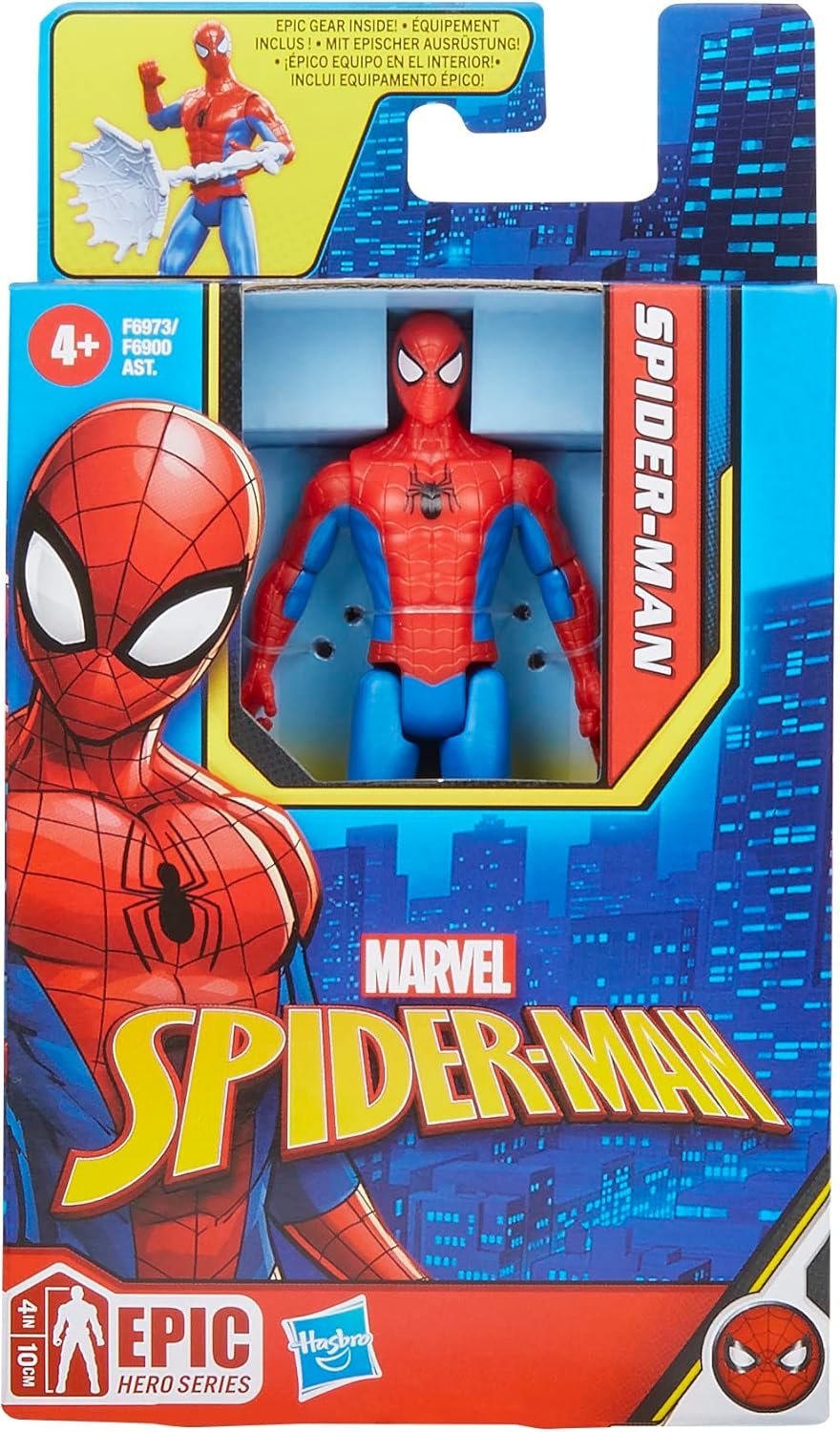 Marvel Epic Hero Series Classic Spider-Man Action Figure, 4-Inch Small Toy, With Accessory, Marvel Action Figures for Kids Ages 4 and Up, Medium