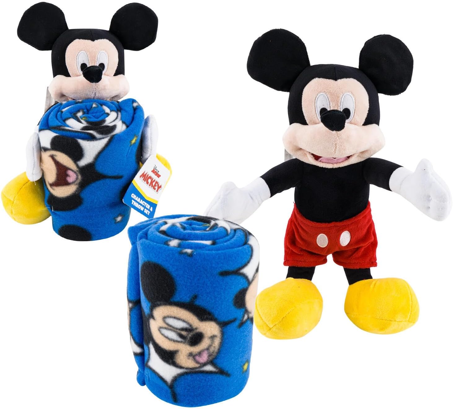 Northwest Mickey Mouse Travel Set - 2 Piece Kids Travel Set Includes Blanket 40" X 50" & Plush