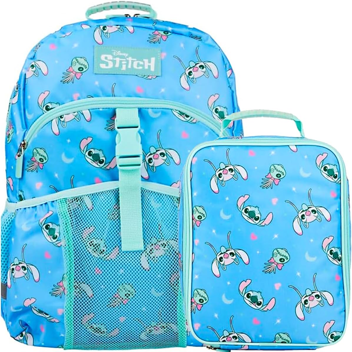 Bioworld Disney's Stitch 2-Piece 16" Premium Youth Backpack & Lunch Kit Set For Girls