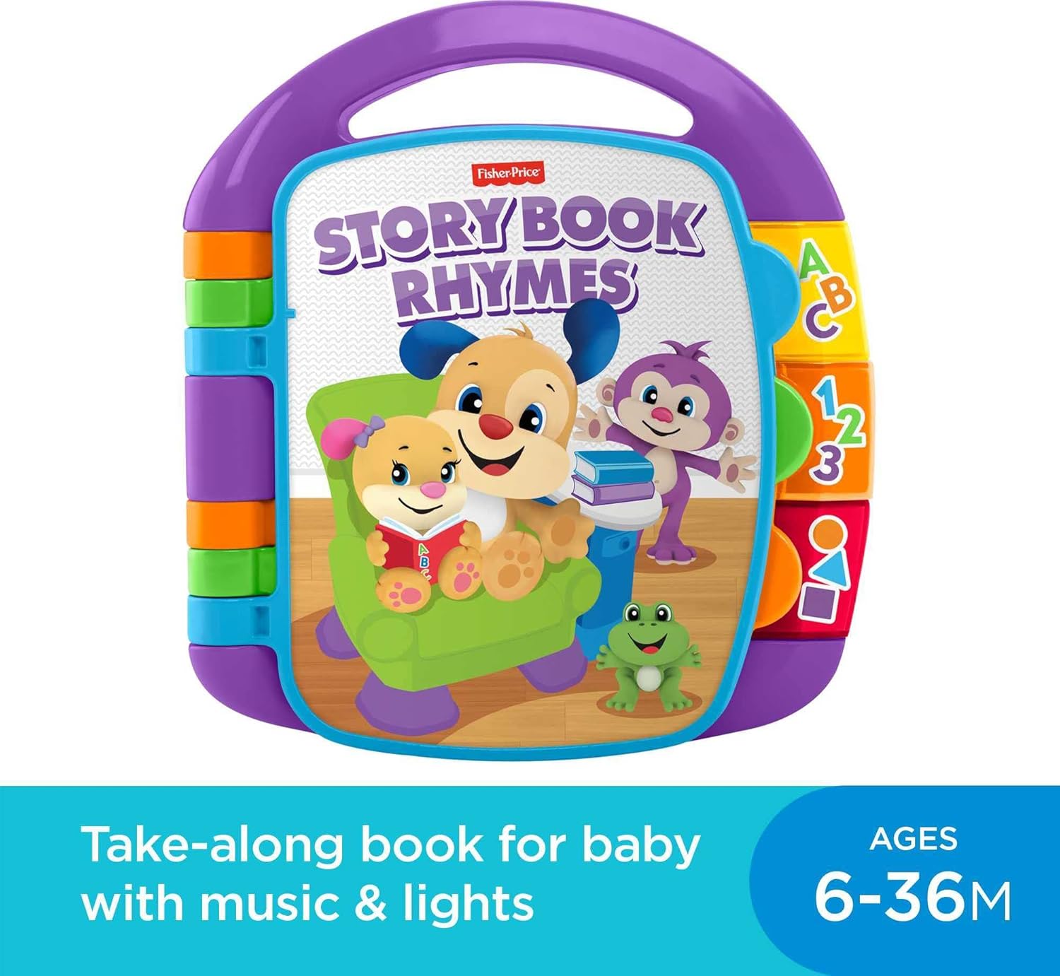 Fisher-Price Baby Learning Toy Laugh & Learn Storybook Rhymes Musical Book with Lights & Sounds for Infants Ages 6+ Months