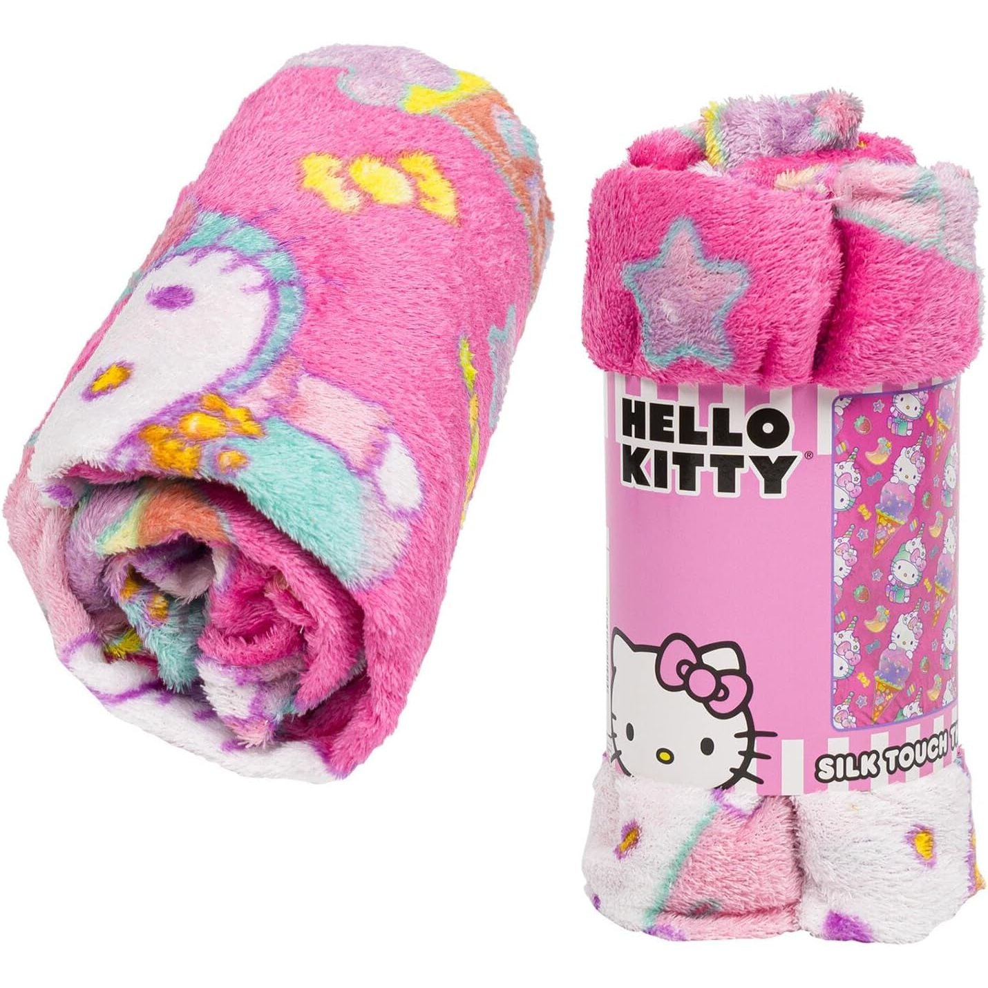 Northwest Hello Kitty Silk Throw Blanket 40"" x 50""- Ice Cream, Single, Pink, 91907