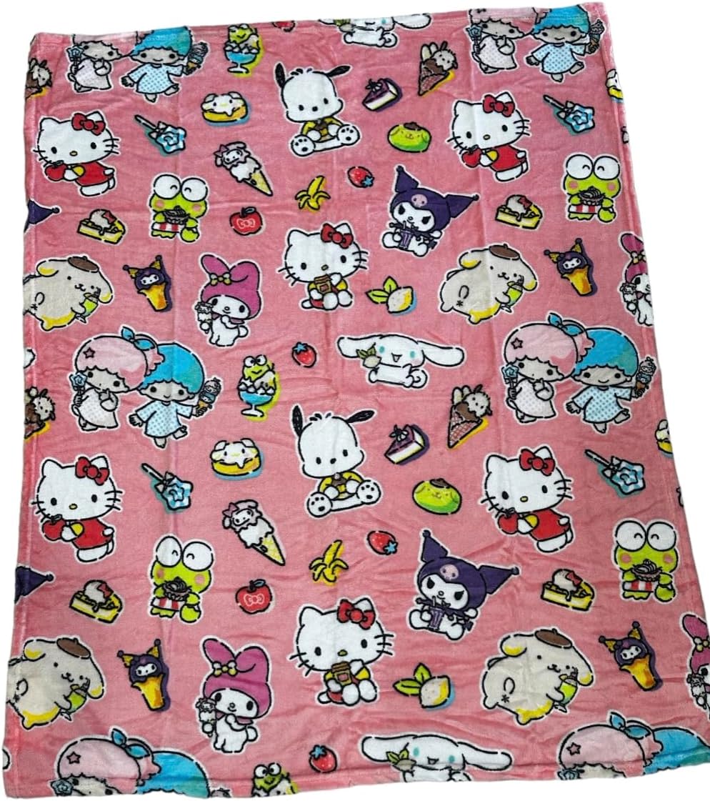 Hello Kitty & Friends Soft Silky Fleece Throw, 40"x50", Kids Blanket, Sweetest Friends