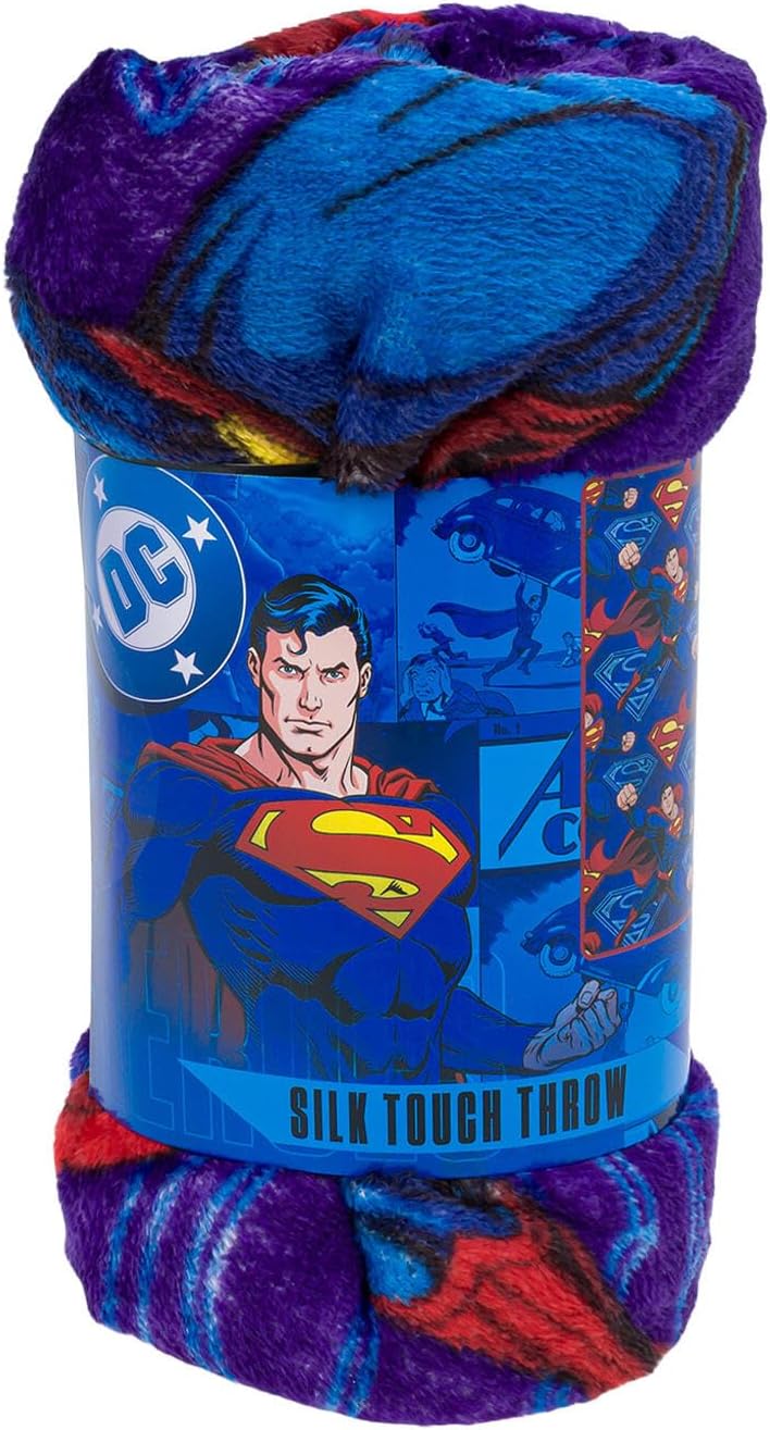 Northwest DC Superman Silk Touch Throw Blanket, Purple, 40 x 50 Inches, Polyester