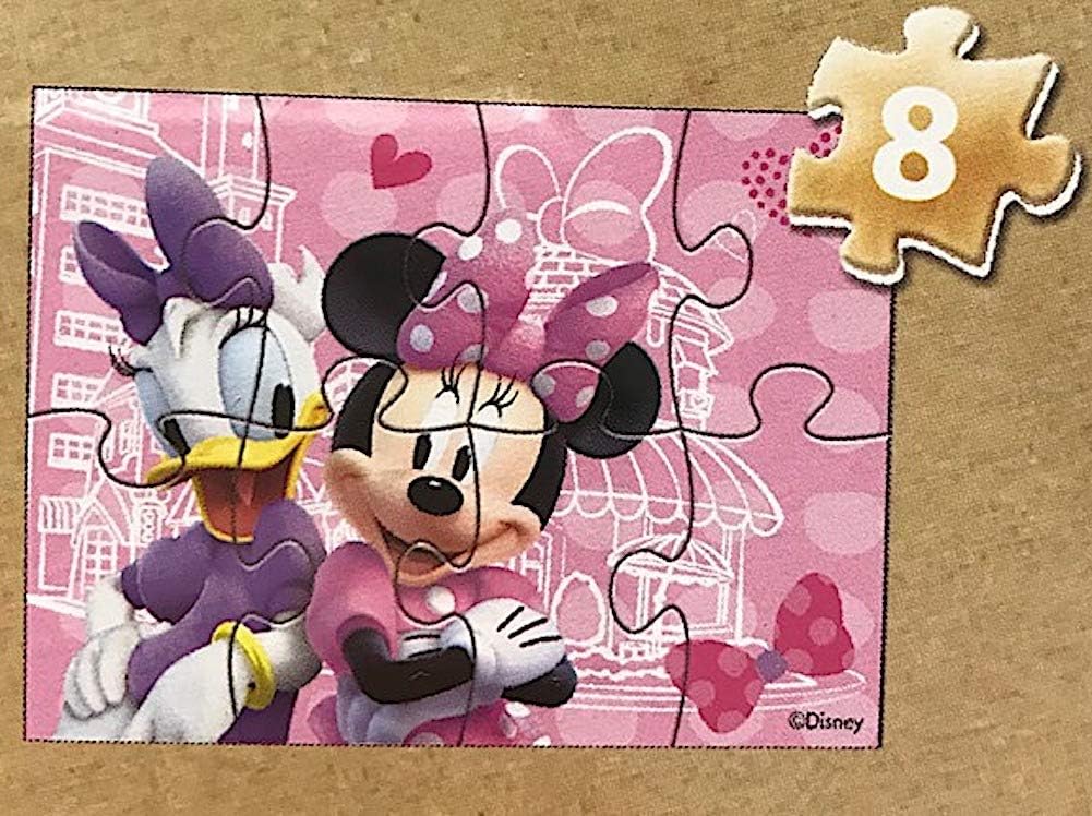 Disney Minnie Mouse 5 Wood Jigsaw Puzzles in Wood Storage Box