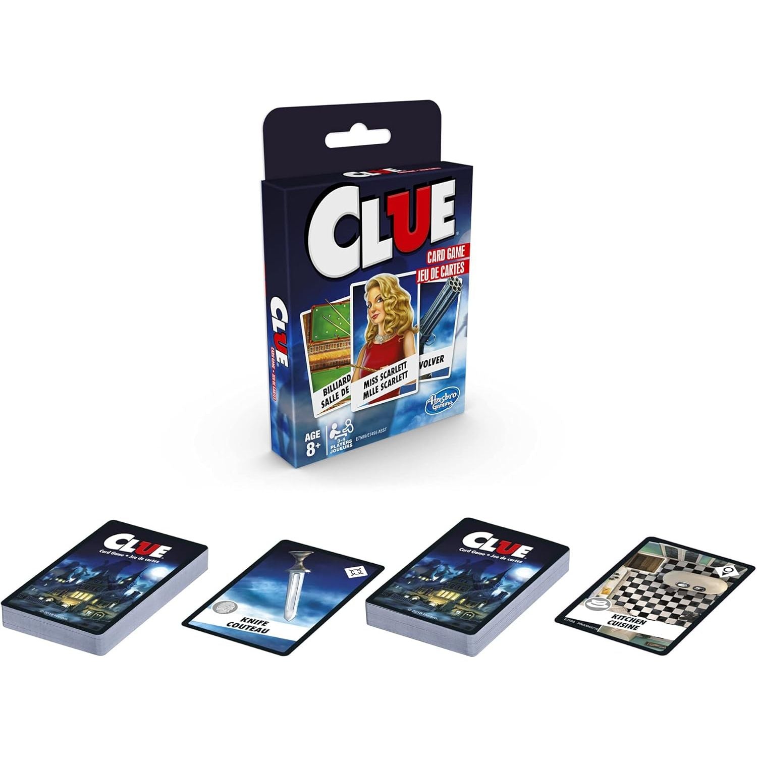 Hasbro Gaming Clue Card Game, 3-4 Player Strategy Game, Fun Summer Activities, Vacation Travel Essentials, Ages 8+
