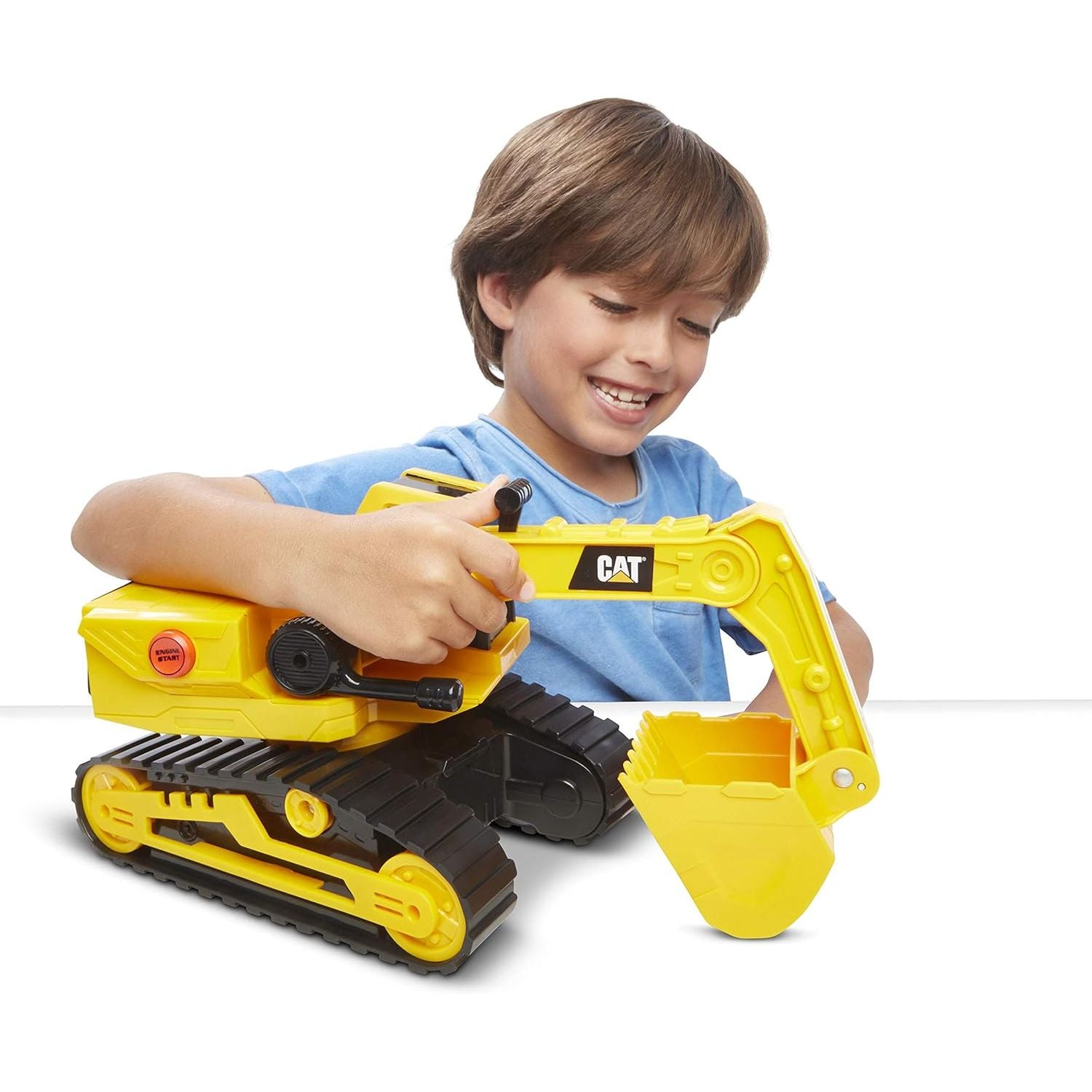 Cat Construction Power Haulers Excavator - Motion Drive Technology and Lights & Sounds Toy Truck for Kids Ages 3+, Durable Yellow Construction Vehicle