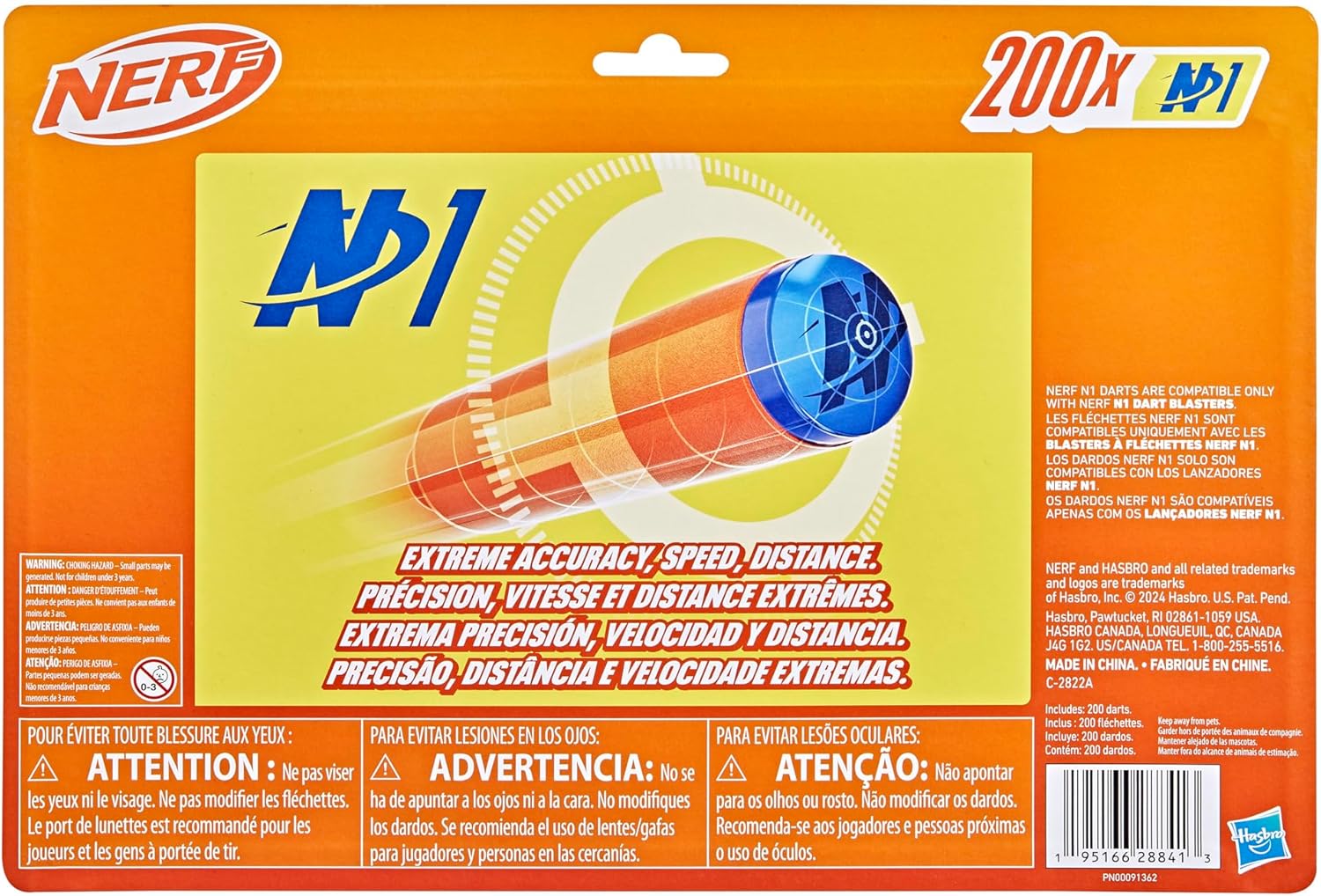 Nerf N Series N1 Dart Refill Pack, Includes 200 Darts, Compatible Only with Nerf N Series Blasters, Outdoor Games, Ages 8+