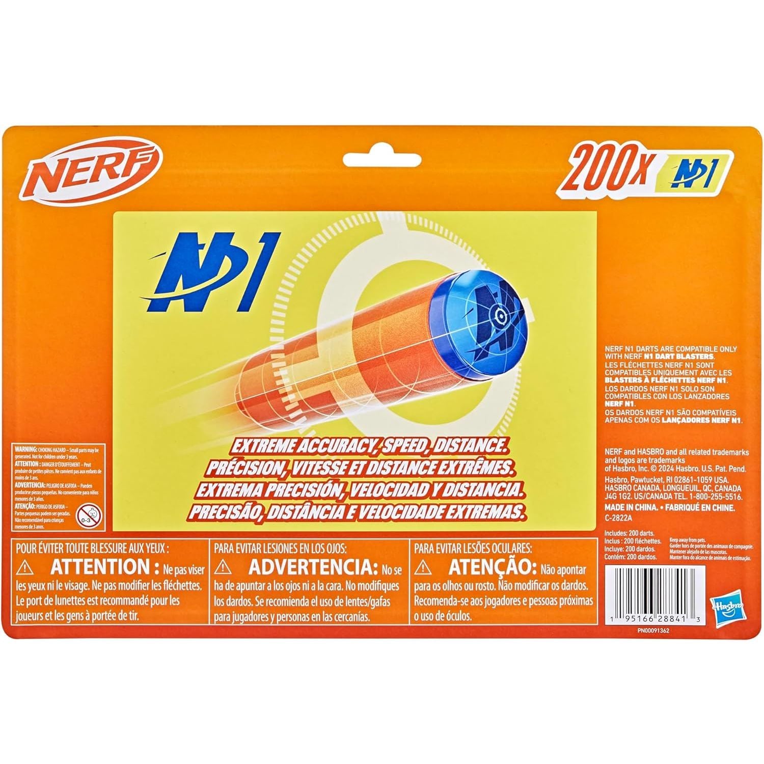 Nerf N Series N1 Dart Refill Pack, Includes 200 Darts, Compatible Only with Nerf N Series Blasters, Outdoor Games, Ages 8+