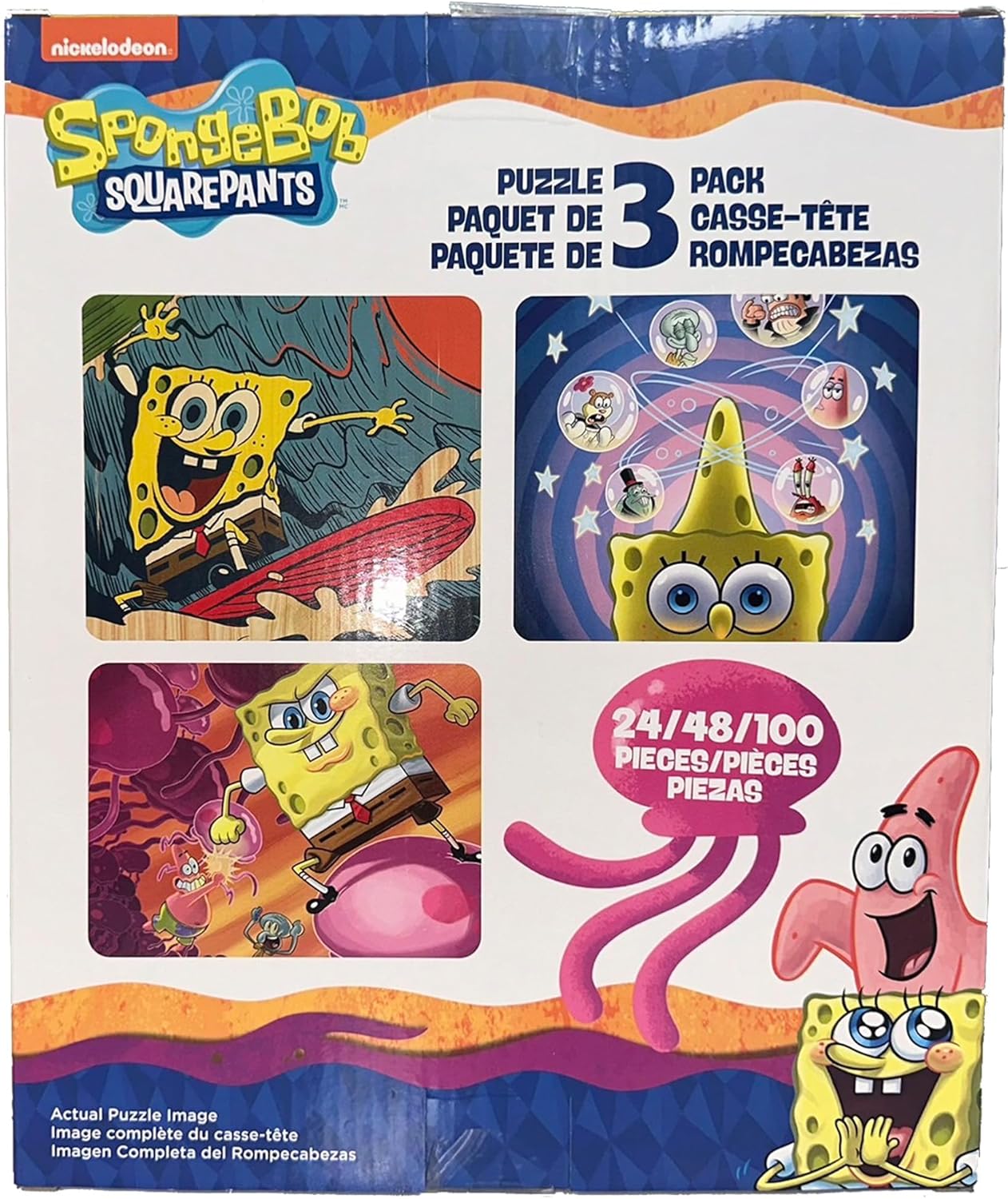 Spongebob Squarepants - 3 in 1 Jigsaw Puzzles for Kids. Great Birthday & Educational Gifts for Boys and Girls. Colorful Pieces Fit Together Perfectly. Great Preschool Aged Learning Gift.