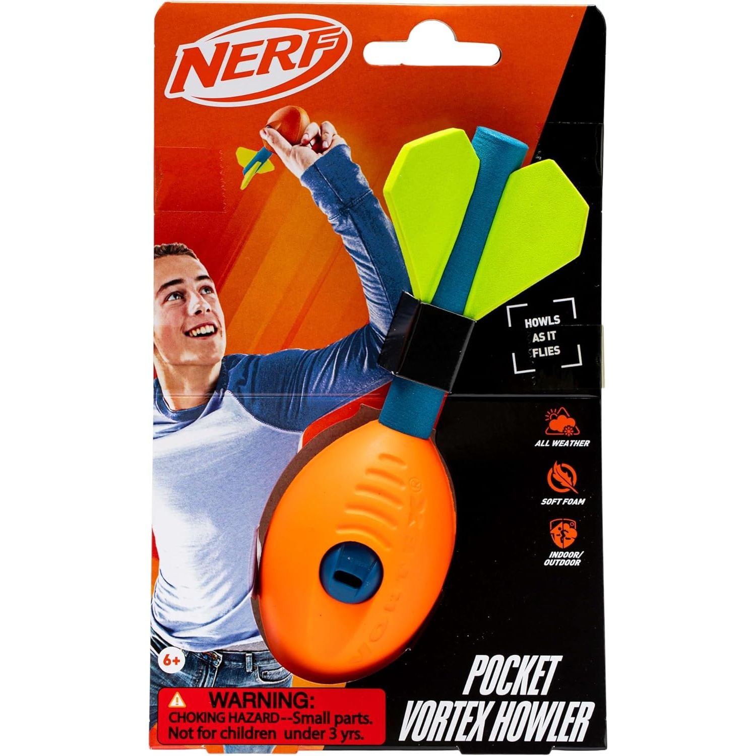 Nerf Vortex Aero Howler Mini Foam Ball for Long Distance Throws - Perfect for Pool + Beach