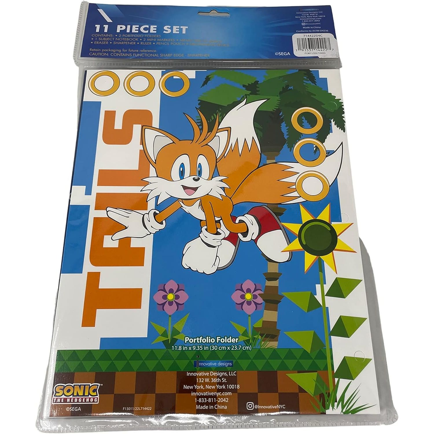 Innovative Designs Sonic The Hedgehog 11 Pcs Stationey Set, Blue, (714422snc)