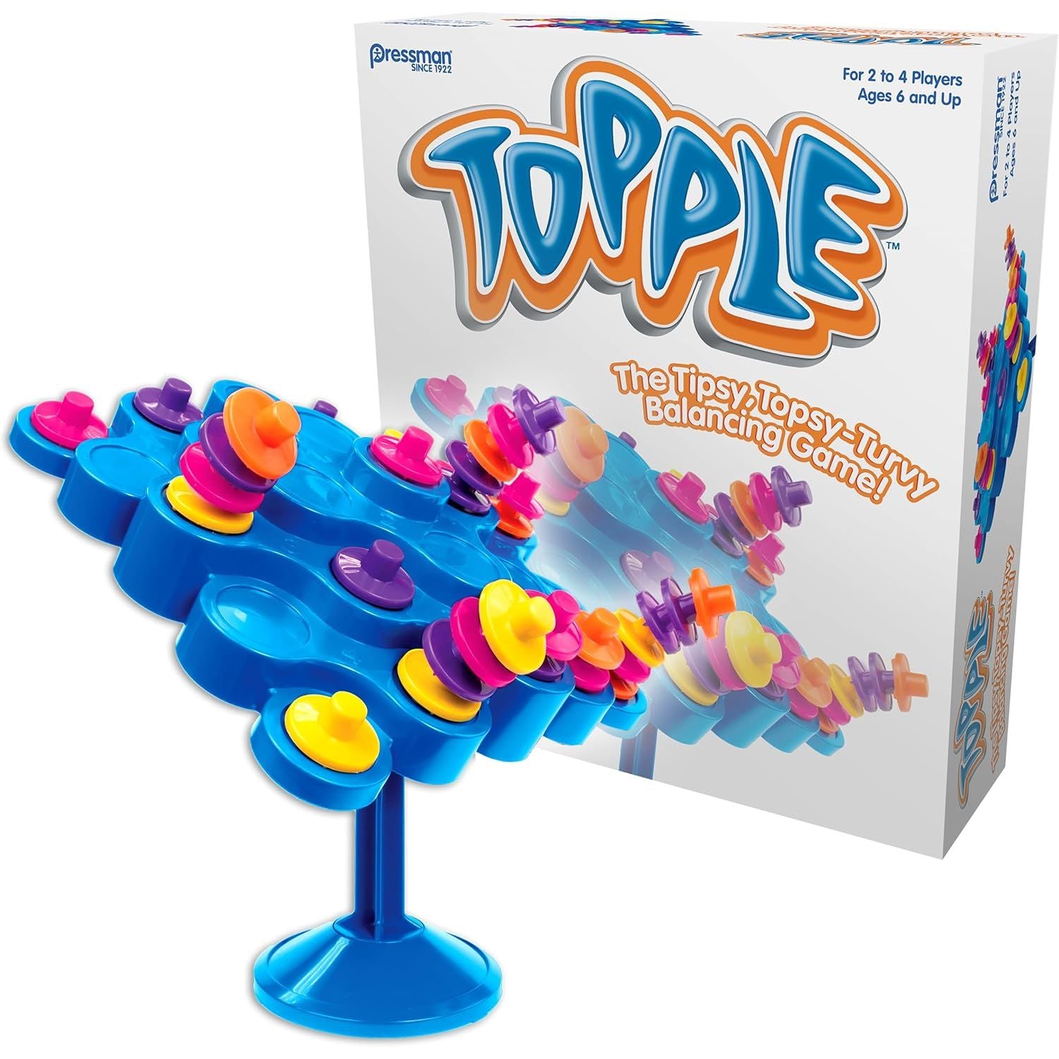 Pressman Original Topple Board Game | Classic & Fun Balancing Game for Kids & Family | Promotes STEM Skills | Great Gift Idea | 2-4 Players, Ages 6+