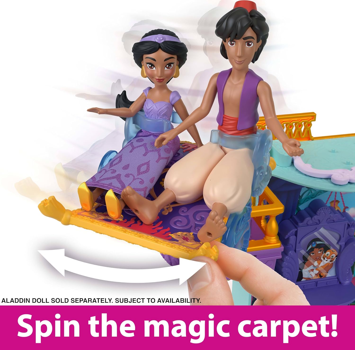 Mattel Disney Princess Jasmine Doll House Stackable Castle with Small Jasmine Doll, 2 Character Friends & 7 Accessories
