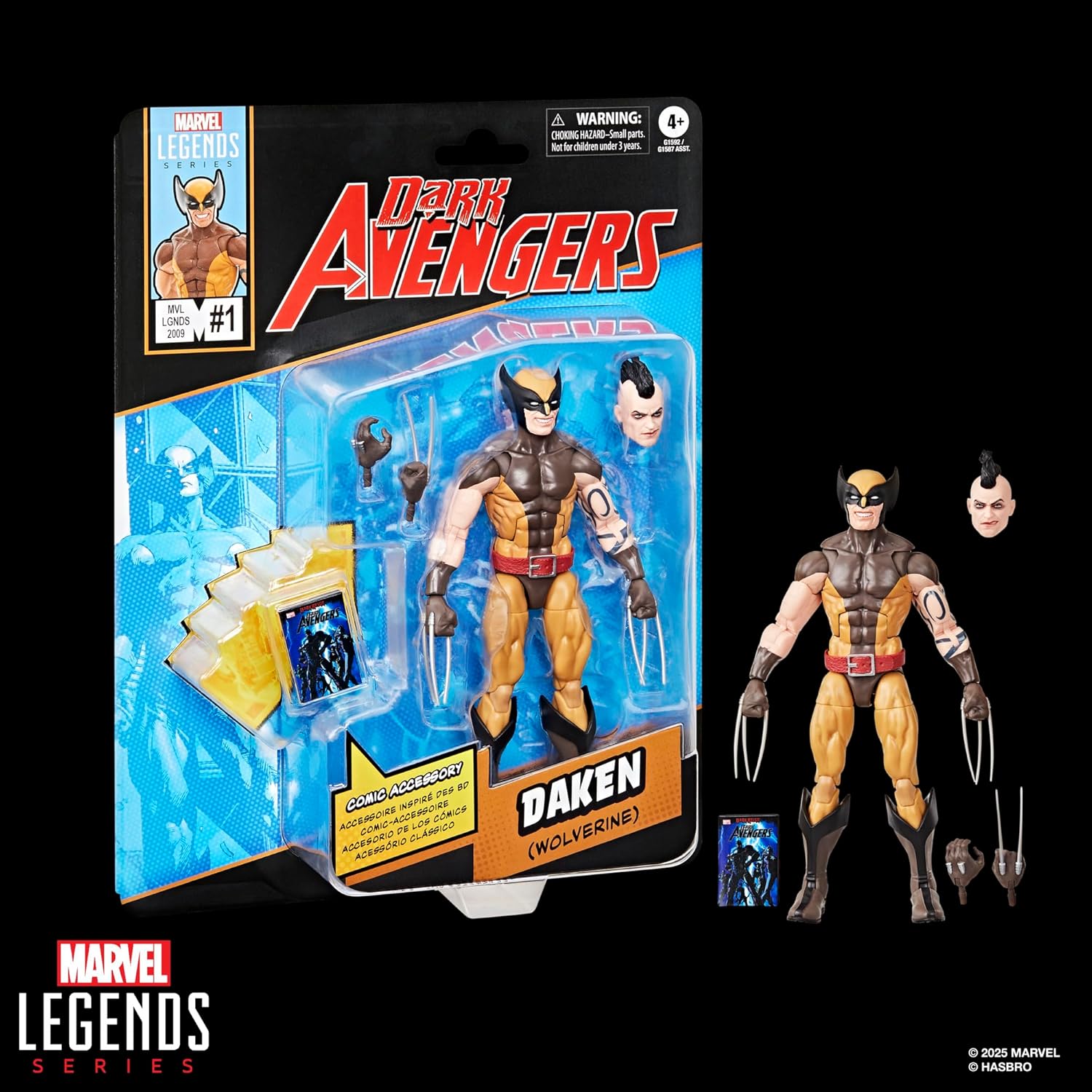 Marvel Legends Series Daken (Wolverine), Dark Avengers #1 (2009) Comics-Inspired Collectible 6-Inch Scale Action Figure with Character-Sized Comic Accessory