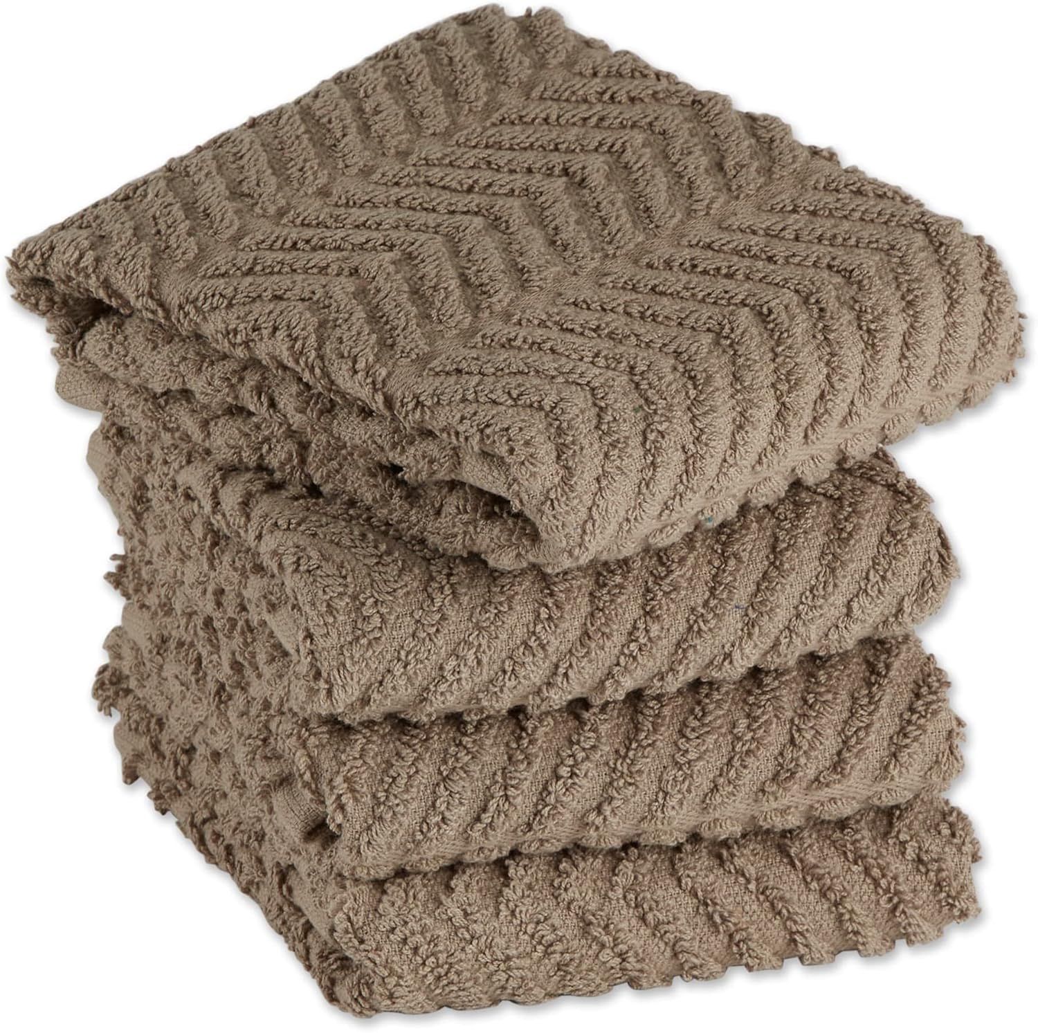 DII Luxury Barmop Collection Chevron Dishtowel Set, Aqua, 16x19, 4 Piece
