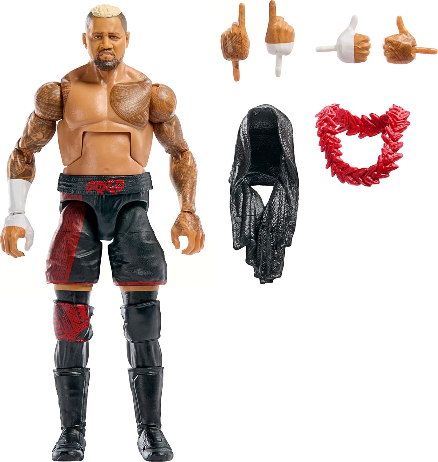 Mattel WWE Elite Collection Top Picks Action Figure & Accessories Set, Sola Sikoa 6-inch Collectible with Swappable Hands, Ring Gear & 25 Articulation Points