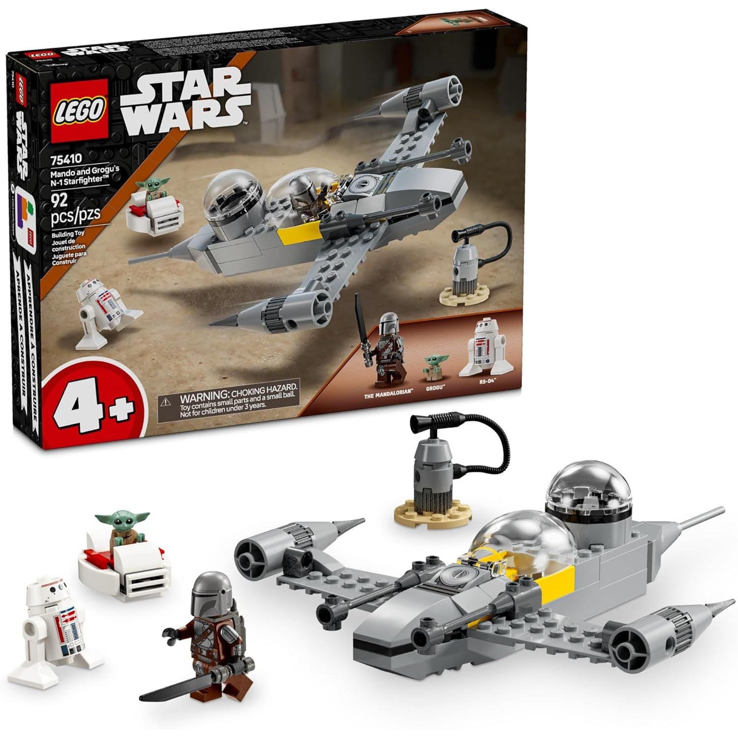 LEGO Star Wars: The Mandalorian Mando and Grogu's N-1 Starfighter Toddler Building Set - Star Wars Baby Yoda Toy for Kids, Boys & Girls, Ages 4+ - Educational Preschool Toy Gift for Birthdays - 75410