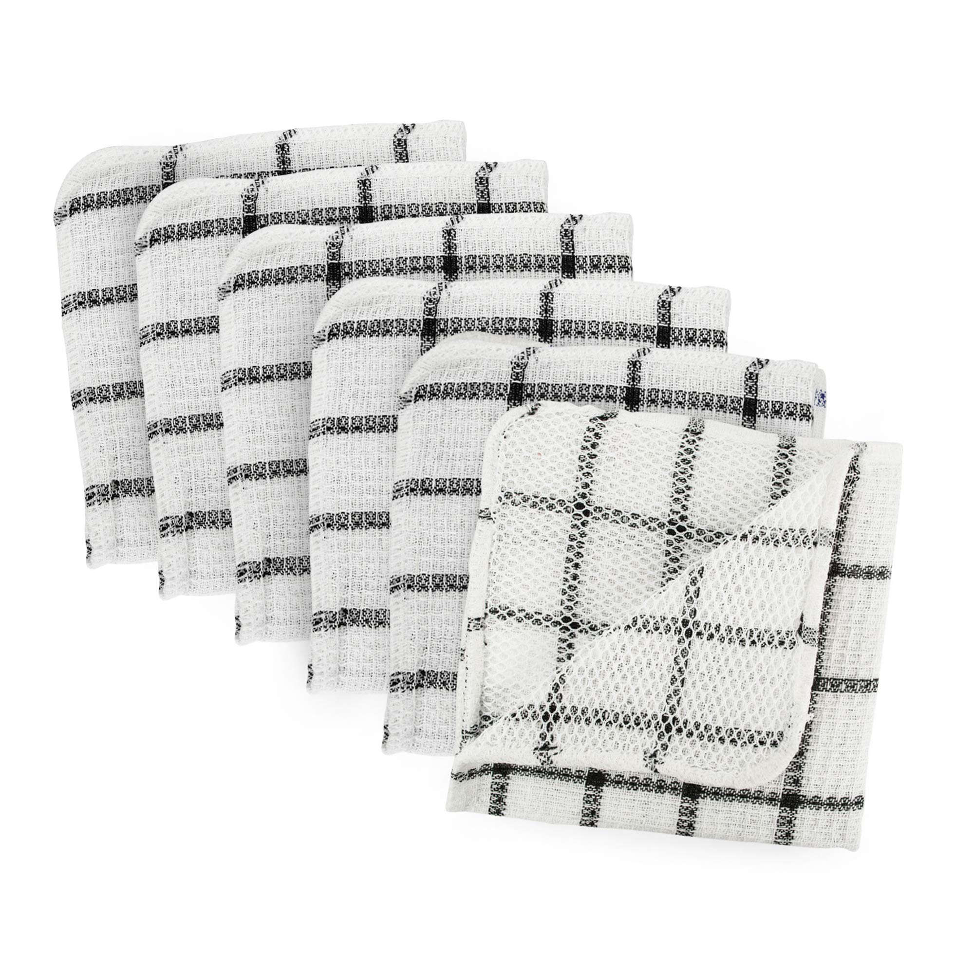 DII Scrubber Dishcloths Collection Windowpane Dishrag Set, 12x12, White/Gray Stripe, 6 Piece