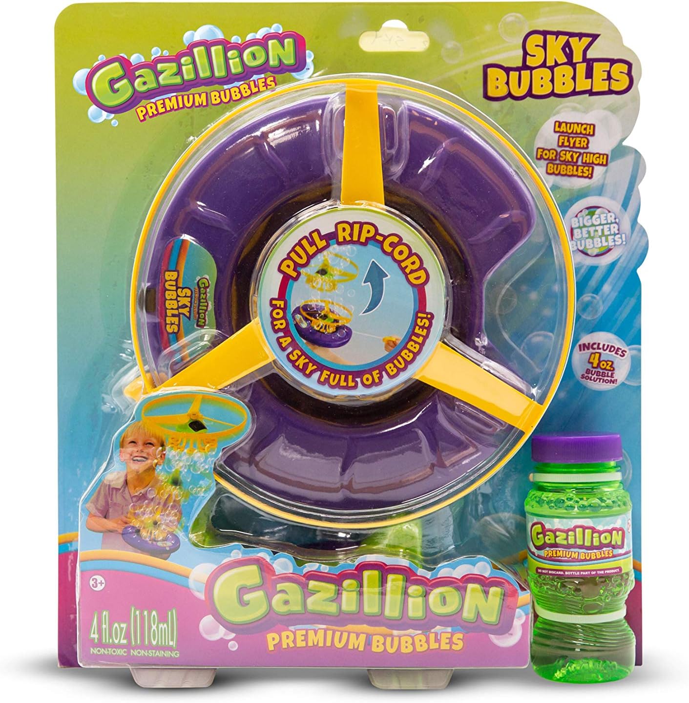 Gazillion Bubbles - Sky Bubbles Bubble Launcher - 4oz. Bottle of Solution Included - Perfect for Parties & Playtime - Ages 3 and Up