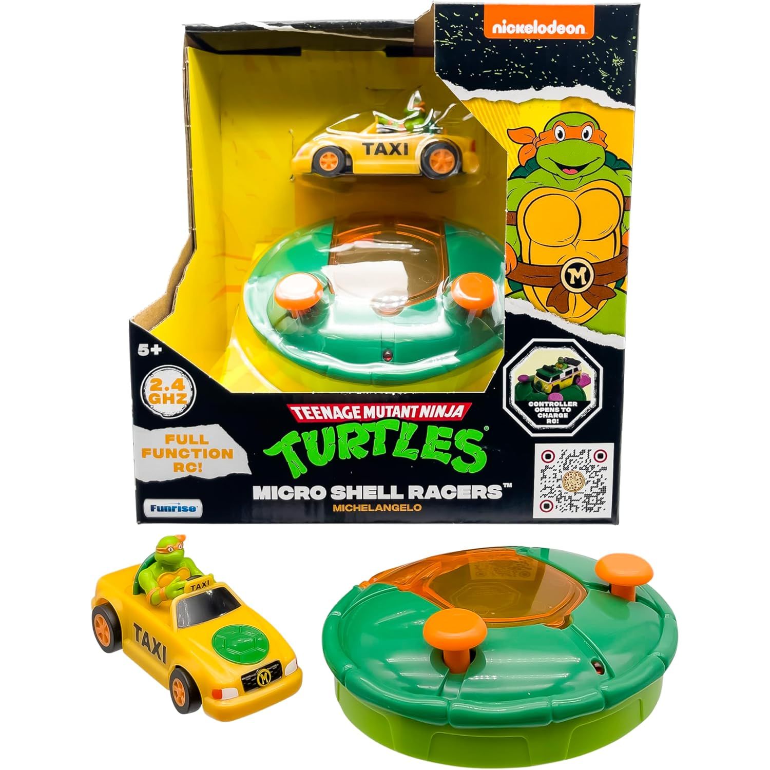 Teenage Mutant Ninja Turtles Toy, Michelangelo Micro Shell Racer Vehicle, TMNT Ninja Racing Toy for Kids, Classic Edition for Kids, Ages 3+