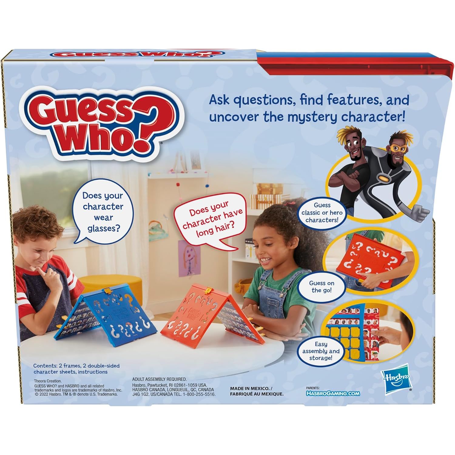Hasbro Gaming Guess Who? Original,Easy to Load Frame,Double-Sided Character Sheet,2 Player Board Games for Kids,Guessing Games for Families,Ages 6 and Up