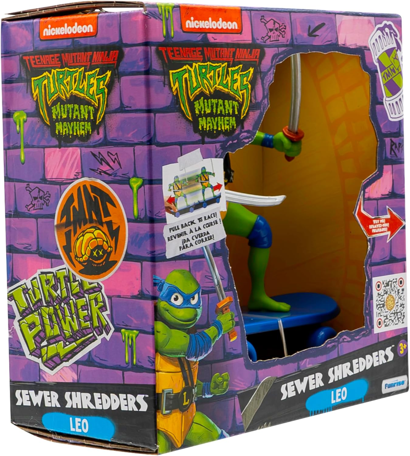 Teenage Mutant Ninja Turtles 5" Sewer Shredders Leonardo Movie Edition, Ages 3+, Pretend Play Toy Figure Playsets, Shred and Battle with TMNT Skate Toy!