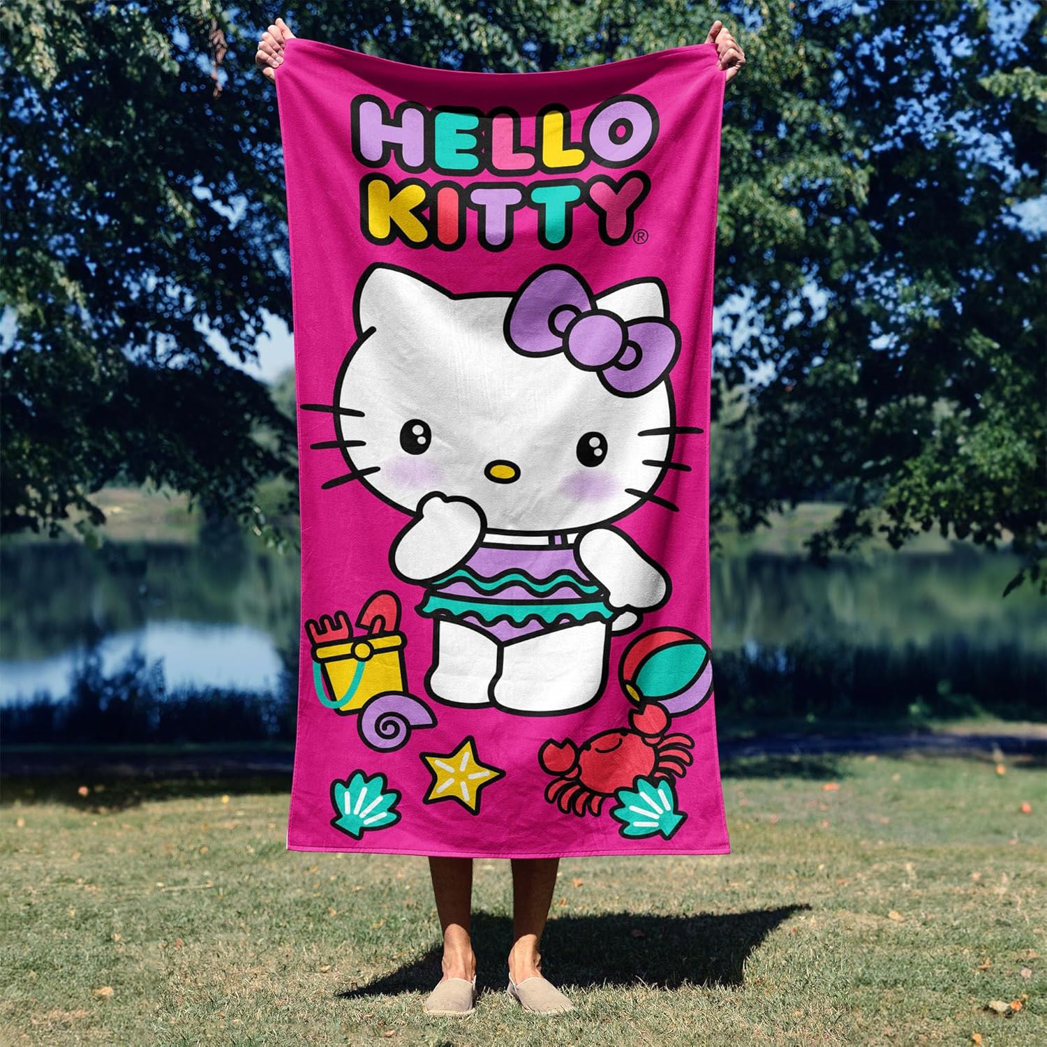 Northwest Hello Kitty Microfiber Beach Towel, 30" x 60", Hello Beach