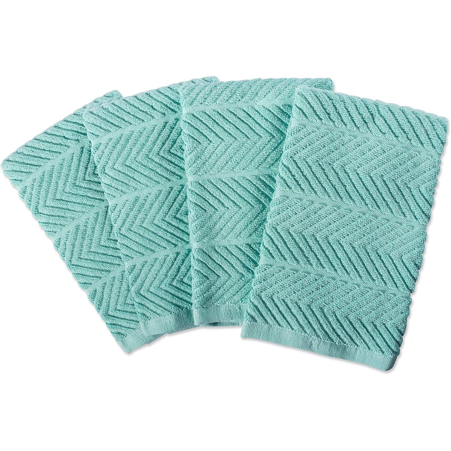 DII Luxury Barmop Collection Chevron Dishtowel Set, Aqua, 16x19, 4 Piece
