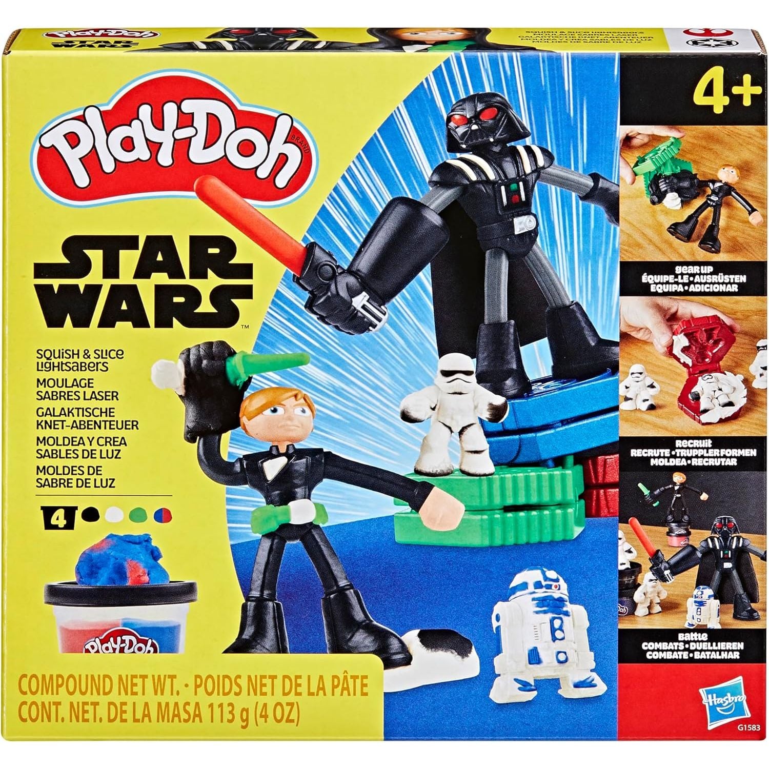 Play-Doh Star Wars Squish & Slice Lightsabers Playset, Bendy 4 Inch Luke Skywalker & Darth Vader Action Figures, Imagination Toys for 4 Year Old Boys & Girls & Up