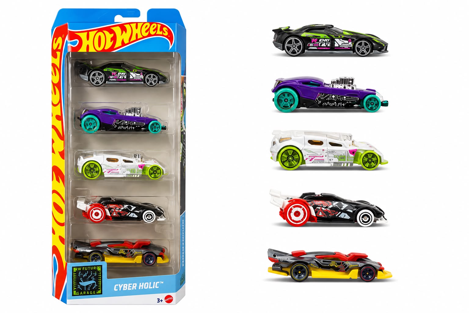 Hot Wheels Cyber Noir Toy Cars, Set of 5 1:64 Scale Die-Cast Vehicles Inspired By & Seen in the Fast Movies (Copy) (Copy)