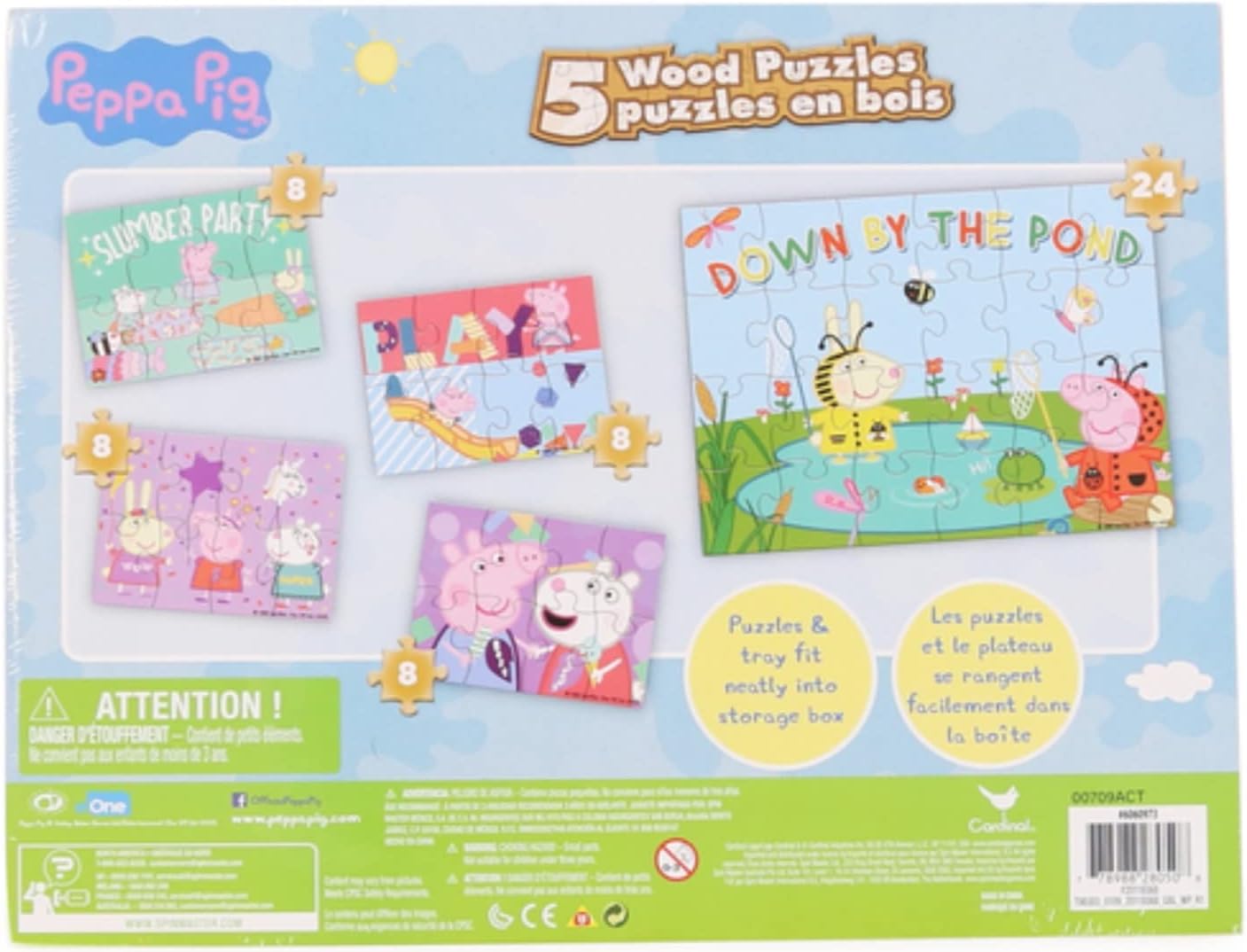 5 Pig Puzzles - with Wooden Storage Box