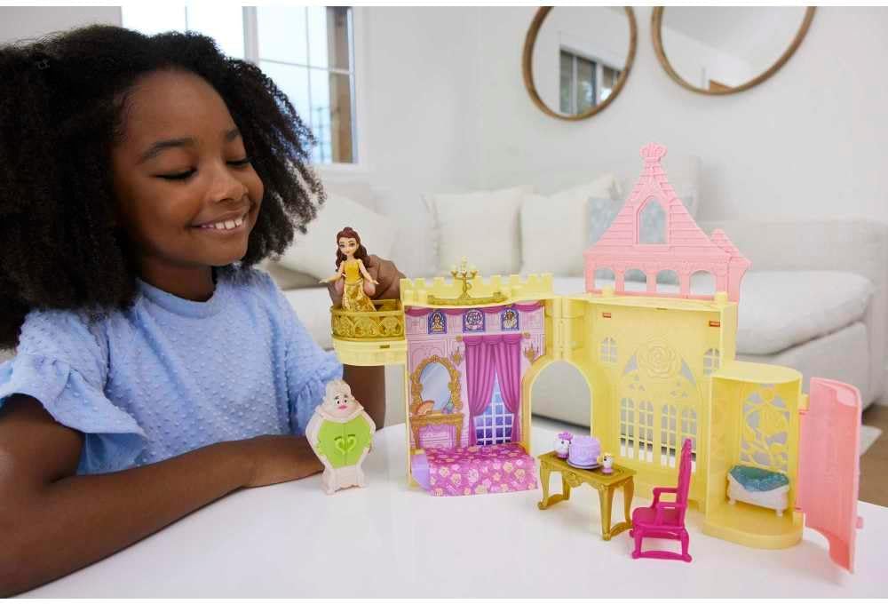 Mattel Disney Princess Toys, Storytime Stackers Belle's Castle, Stackable Doll House with Small Doll & 9 Pieces, Inspired by The Disney Movie