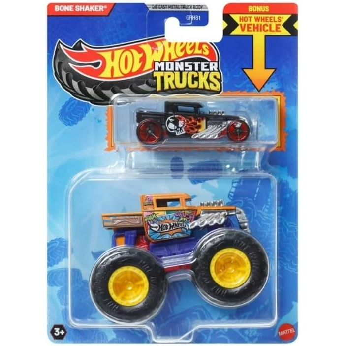 Hot Wheels Monster Trucks Bone Shaker Comic Edition with Bonus 1:64 Scale Diecast Car