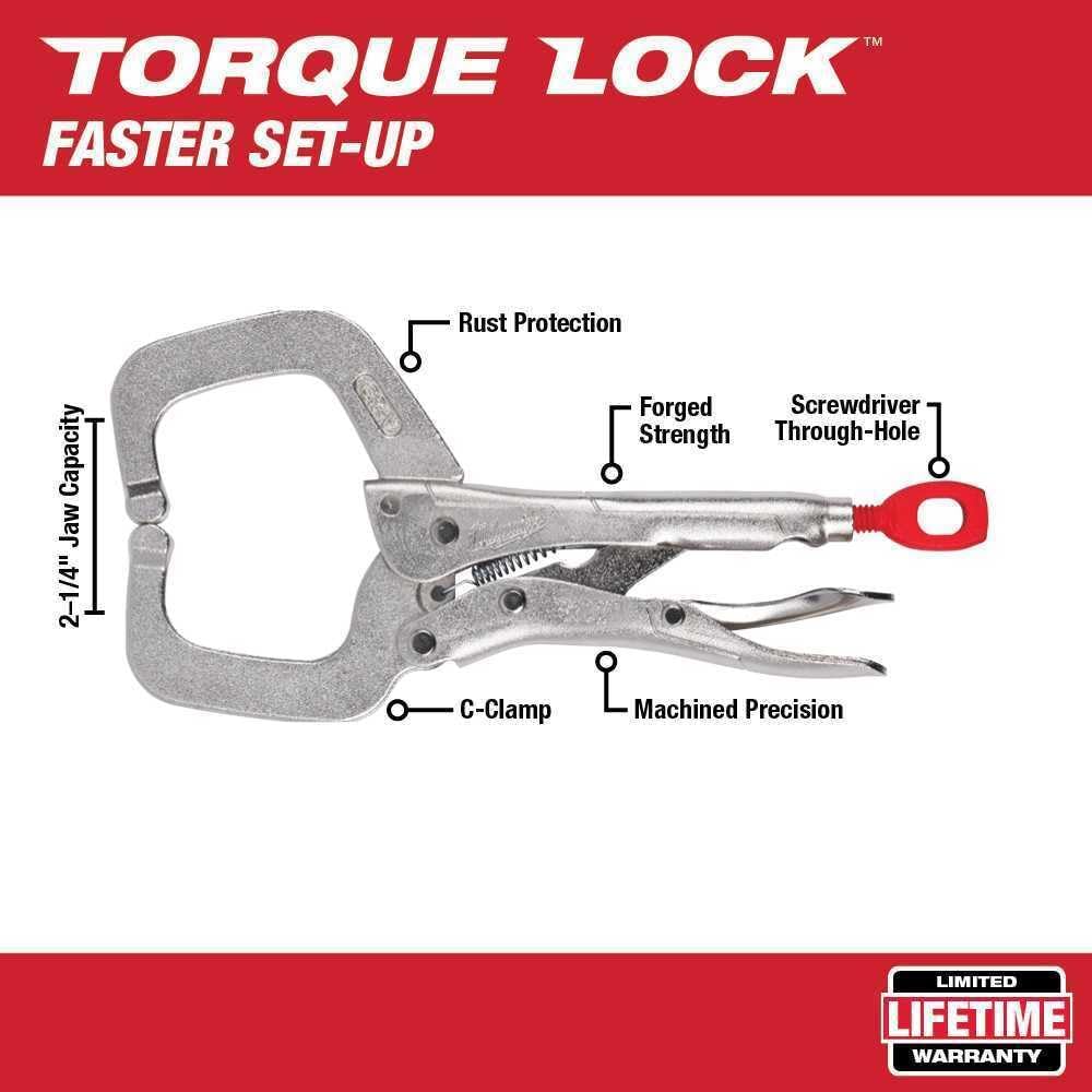Milwaukee 6 in. TORQUE LOCK Locking C-Clamp Pliers w/Regular Jaws