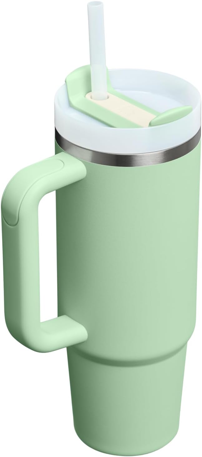 STANLEY Quencher H2.0 Tumbler with Handle and Straw 30 Fluid Ounces | Flowstate 3-Position Lid | Cup Holder Compatible for Travel | Insulated Stainless Steel Cup | BPA-Free | Pistachio