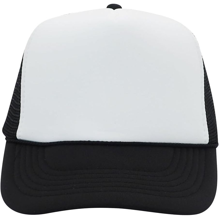 NISSUN Polyester Foam Front 5 Panel High Crown Mesh Back Trucker Two-Tone Hat